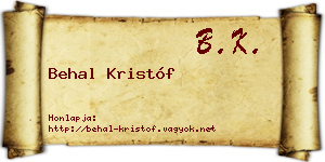 Behal Kristóf névjegykártya