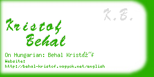 kristof behal business card